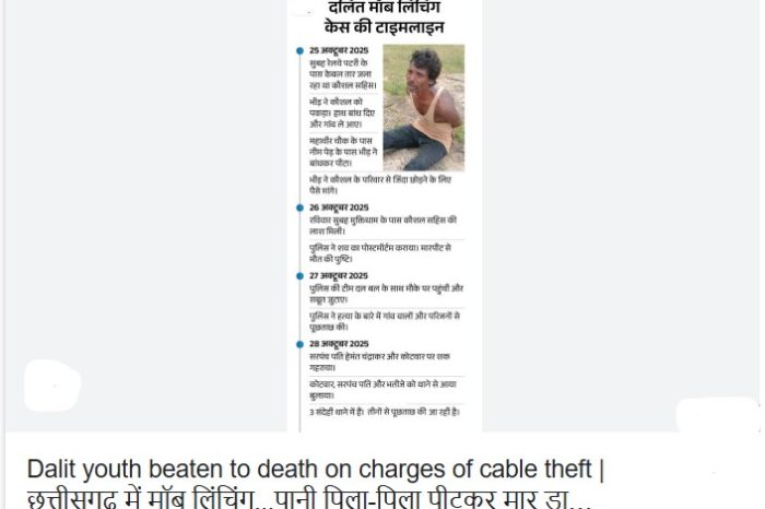 छत्तीसगढ़ में मॉब लिंचिंग...समाज अध्यक्ष बोले- दलित कहकर मार-डाला:कहा-मां से पैसों की मांग की गई, केबल चोरी के शक में शख्स को पीट-पीटकर मार-डाला