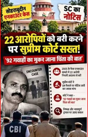 सोहराबुद्दीन मामला: ‘फ़र्ज़ी’ एनकाउंटर केस में बरी 22 पुलिसकर्मियों से सुप्रीम कोर्ट ने मांगा जवाब