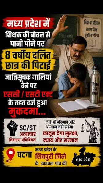 A Dalit fourth-grade student was brutally beaten for touching a water bottle. The NHRC issued a notice to the Madhya Pradesh government.