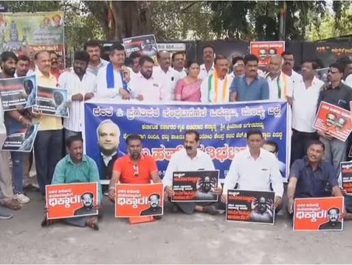 Protest in Mandya over Kumaraswamy’s ‘anti-Dalit’ remark on Kharge